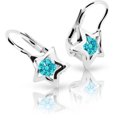 Danfil detské náušnice hviezdičky C1942 z bieleho zlata mint green klapka