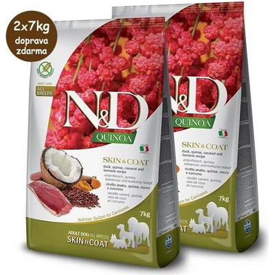 N&D Quinoa Dog Adult Medium & Maxi Grain Free Skin & Coat Duck 2 x 7 kg