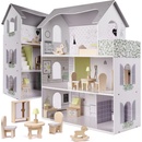 KIK KX6278 Drevený domček pre bábiky s nábytkom 70cm šedý