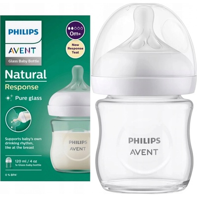 Avent Philips láhev Natural Response skleněná transparentní 120 ml – Zboží Dáma