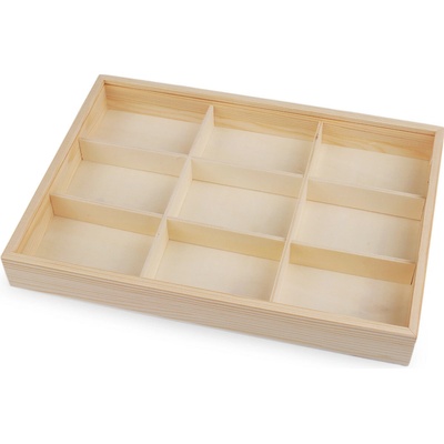Dřevěný box / organizér s posuvným víkem, střední, přírodní sv.