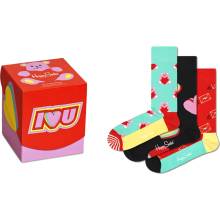 Happy Socks I Love You Set 3 páry čierna tyrkysová červená fuchsiová