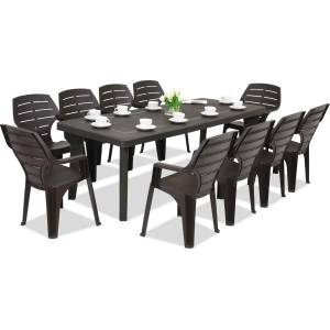 BICA Градинска мебел Bergen/Marne за 10 души Бика кафява (BC437BR + 10xBC27BR)