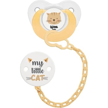 Wee Baby Силиконова залъгалка с верижка Wee Baby - Жълта, 18 + месеца (373)