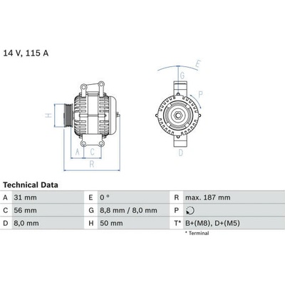 generátor BOSCH 0 986 043 660 BO 0986043660