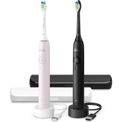 Philips Sonicare 3100 HX4072/42 звукова електрическа четка за зъби ДУО ОПАКОВКА Pink & Black