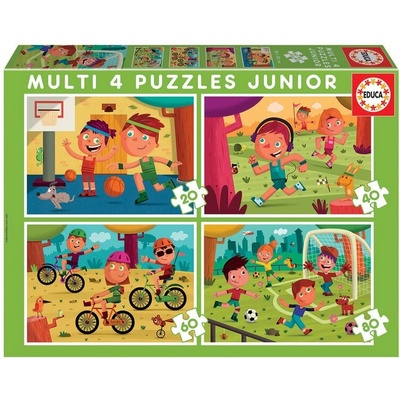 Educa 4 в 1 Да спортуваме - пъзел 20-40-60-80 части