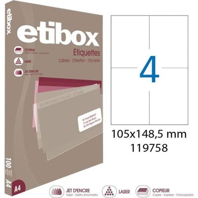 Etikety univerzálne 105x148,5mm Etibox A4 100 hárkov