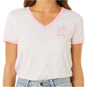 Rip Curl Дамска тениска Rip Curl Women's Hotel Malibu V-Neck T-shirt - Optical White (916-5862-0213)