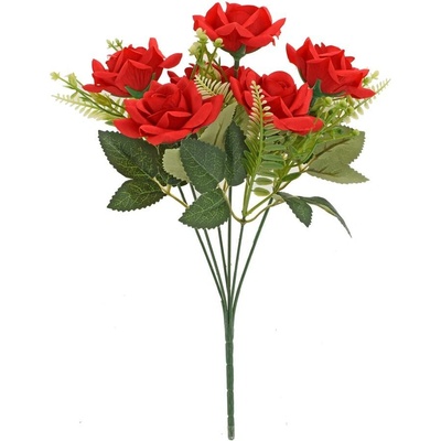 KYTICA RUŽA ČERVENÁ, DROB.KVETY, ZELEŇ 31cm