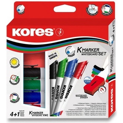 Kores Magnetická stierka a popisovače na biele tabule 1-3 mm 4 farby