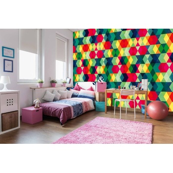 DIMEX ART s. r. o Самозалепваща се флизелинова фототапета цветни триъгълници 375 x 250 см