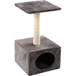 FLAMINGO Sassière Sassière Ecru Grey, катерушка и драскалка за коте, с къщичка, сива, 30х30х55 см, Белгия - 1031263