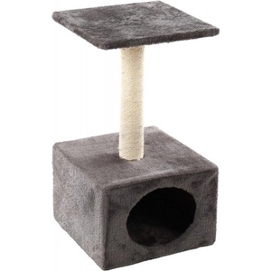 FLAMINGO Sassière Sassière Ecru Grey, катерушка и драскалка за коте, с къщичка, сива, 30х30х55 см, Белгия - 1031263