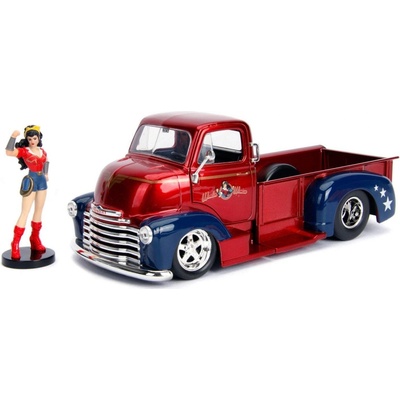Jada Toys Wonder Woman DC Bombshells Diecast Model Hollywood Rides 1952 Chevy COE s figurkou Wonder Woman 1:24