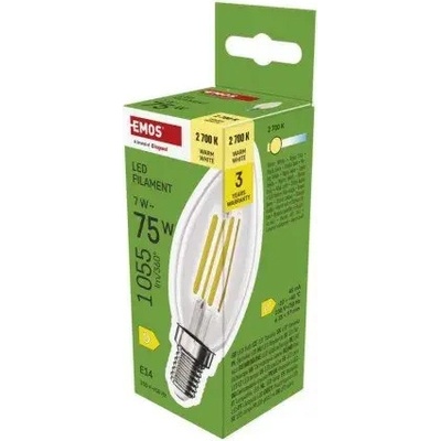 Emos LED žiarovka Filament sviečka, E14 ,7 W 75 W 1055 lm, Teplá biela