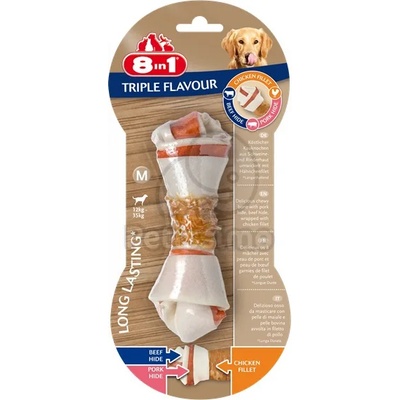 8in1 Triple Flavour - Лакомство за награда, троен аромат в кокал за дъвчене M - 1 бр