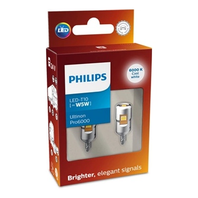 Philips Крушка, LED, светлини купе PHILIPS W5W, 24V, 1W, 6000K, 110lm, 2 бр