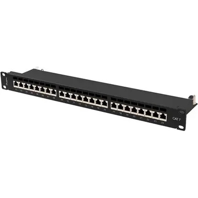 Lanberg Пач панел, Lanberg patch panel 24 port 1U 19" CAT. 7 ftp with cable organizer shielded black (PPS7-1024-B)