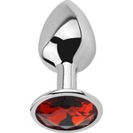 Afterdark Метално дилдо Butt Plug "SILVER RED RUBBY" 7 см. Размер-S