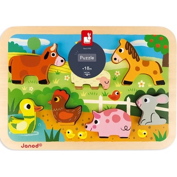 Image 1 of Janod Детски пъзел с 3D части Janod - Ферма (J07055)