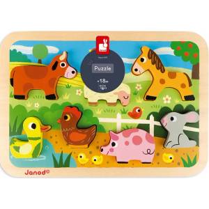 Janod Детски пъзел с 3D части Janod - Ферма (J07055) - baby