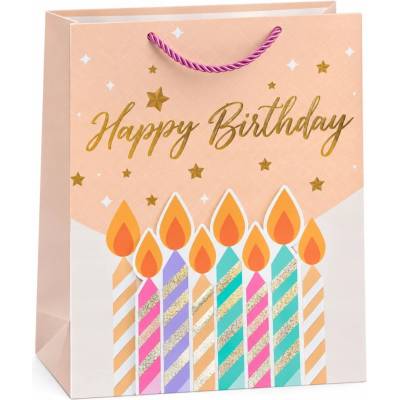 žiadna značka Ozdobná darčeková taška Happy Birthday so sviečkami 18 × 23 × 10 cm