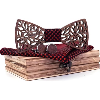 HARAHU Издълбана дървен папионка - Черен / Червен kp30908 (30908)