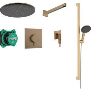 Hansgrohe Raindance Alive S - Душ комплект със скрит термостат, с тяло, диаметър 30 см, 3 струи, матов бронз 24622140 (24622140)