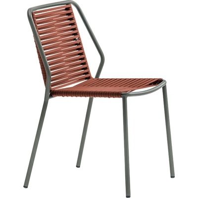 Pedrali zahradní židle Philía 3900 s červeným výpletem Zelenošedá