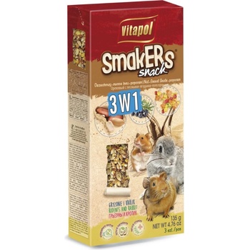 Vitapol "Smakers" 3-в-1 пръчици за гризачи (ядки/гориски плодове/пуканки) 3 бр
