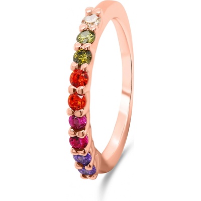 Brilio Silver bronzový prsteň s farebnými zirkónmi RI063R