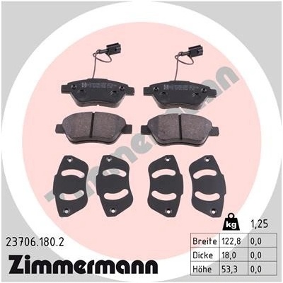 Sada brzdových destiček, kotoučová brzda ZIMMERMANN 23706.180.2