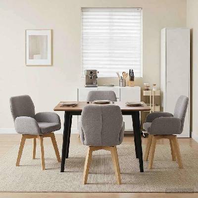 vidaXL Въртящи се трапезни столове 4 pcs Букле Светлосиво (3428283)