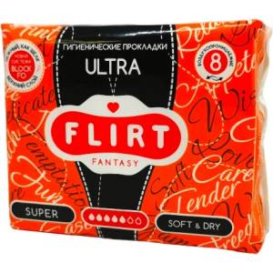  FLIRT дамски превръзки, Ultra, Super, Soft & Dry, 8 броя