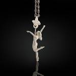  Pole Dance (Танци на пилон) - Дамски спортен медальон от сребро 925 в класическо сребро - Ръчно изработено спортно бижу - Идеален подарък за жена, фенка на гимнастиката - SSJ - ssj - 88,21 лв