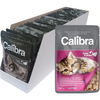Calibra Kitten krůtí & kuřecí v omáčce 24 x 100 g