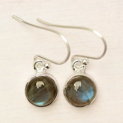 Nefertitis Labradorit duhový náušnice stříbro Ag 925 E699 NF56528 0,8 cm, 2,6 g