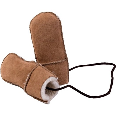 BabičkaOvečková.cz Rukavičky pro batolata s ovčí vlnou a jehněčí kožešinou světle hnědá – Sleviste.cz