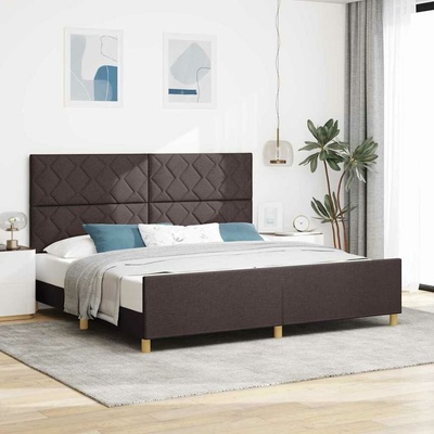 vidaXL Rám postele s čelo Tmavě hnědá textil