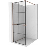 Mexen Kioto+ душ стена със рафт Walk-in 80 x 200 cm, черна решетка, розово злато - 800-080-121-60-77 (800-080-121-60-77)