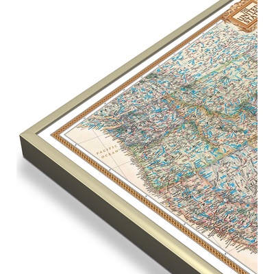 National Geographic USA - nástěnná mapa Executive 175 x 122 cm Varianta: mapa v hliníkovém rámu, Provedení: zlatý matný rám