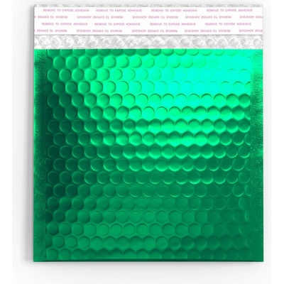 Lesklé metalické bublinkové obálky - 165 x 165 mm - Zelená