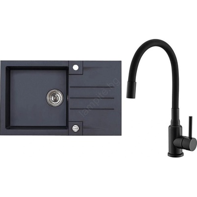 Alveus SETA23201 - Кухненска мивка ROCK+смесител за мивка MINTAS 34 cm гранит/черен (AV0134)