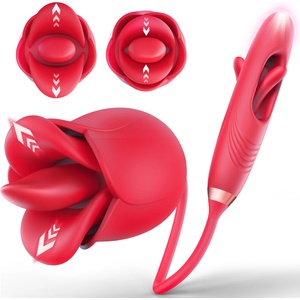 SuperLove 4in1 Flapping & Licking Mouth Vibrator Red