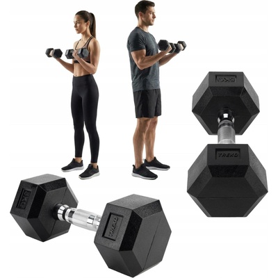 Xtrexo Potažené pogumované činky s pevnou hmotností 1 x 5 kg