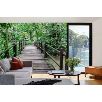 DIMEX ART s. r. o Самозалепваща се флизелинова фототапета дървен мост в гората 375 x 250 см