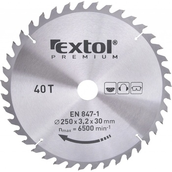 EXTOL PREMIUM Kotouč pilový s SK plátky, O 250x3,0x30mm, 40T (8803241)