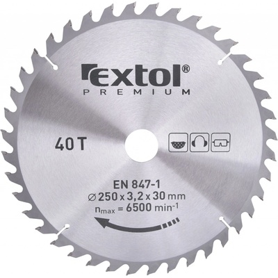 EXTOL PREMIUM Kotouč pilový s SK plátky, O 250x3,0x30mm, 40T (8803241)