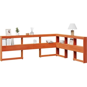 vidaXL Табла за книги с L-образна, восъчнокафява, 140 см, дърво бор (859267)